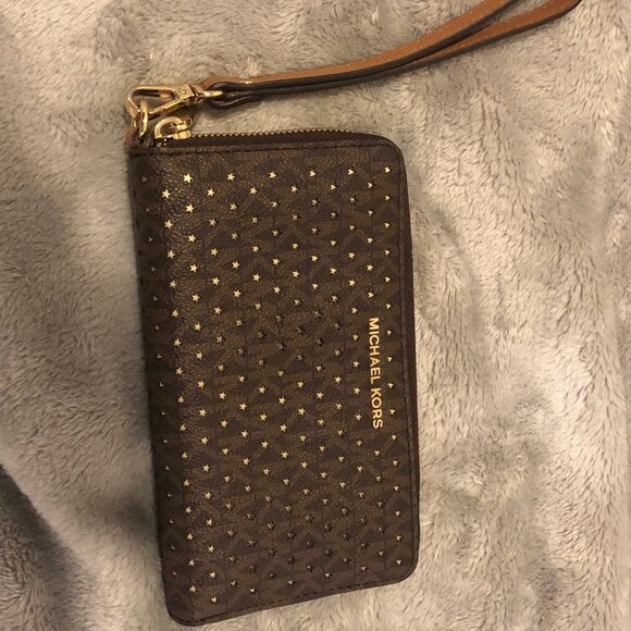 Michael Kors Jetset Wristlet Wallet (brown) (stars) - Picture 1 of 4